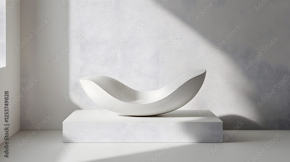 Leinwandbilder a clean modern and minimalist white geometric sculpture displayed in a serene and well lit studio se
