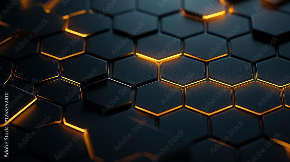 Poster abstract hexagon pattern with glowing lines