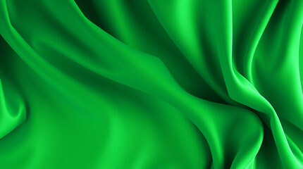 Emerald Green abstract background. Silk satin velvet fabric. Elegant luxury rich. Curtain drapery fold line wave flow. Romance Valentine Birthday Christmas