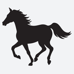 running horse black silhouette vector art illustration, horse silhouette vector