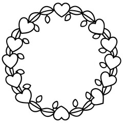 Minimalist Heart Wreath Line Art