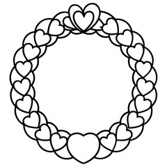 Minimalist Heart Wreath Line Art