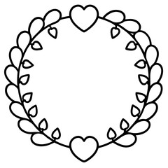Minimalist Heart Wreath Line Art