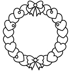 Minimalist Heart Wreath Line Art