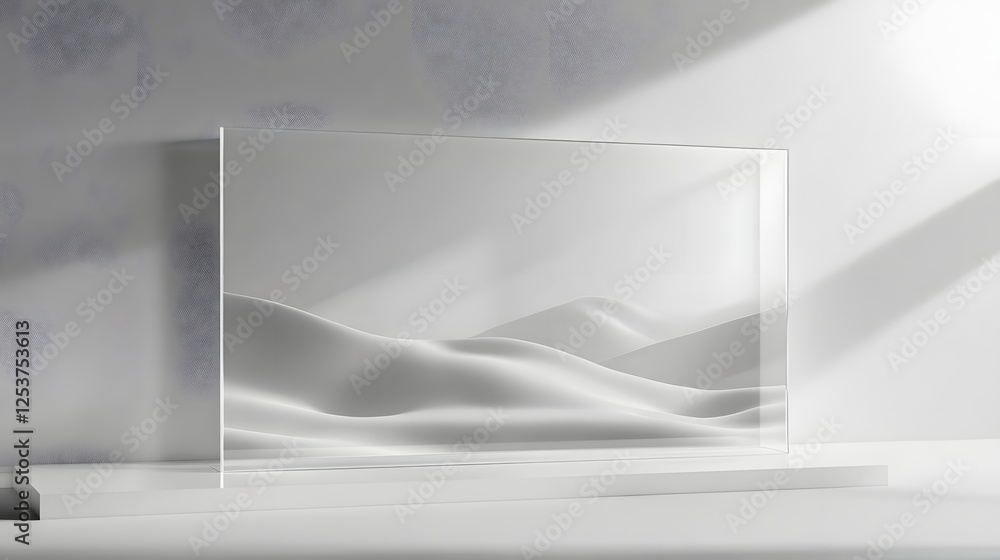 Poster a serene and minimalist landscape scene featuring silhouetted mountains and hills set against a brig