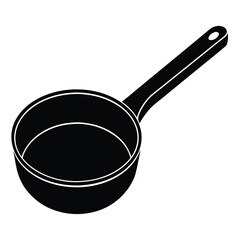 Minimalist Saucepan Vector | Black and White Cooking Pot 