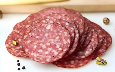 Delicious Sliced Salami Close Up Photography