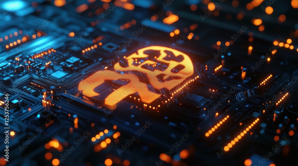 Poster ai brain on glowing connection background. artificial intelligence and innovate concept. 3d renderin