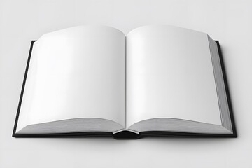 Blank Canvas of Knowledge:  A classic hardbound book lies open with pristine white pages, ready to be filled with stories, ideas, and the boundless potential of knowledge.  