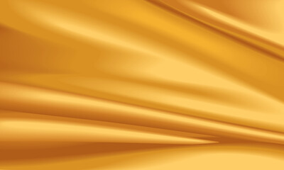 Golden satin fabric with smooth flowing curves