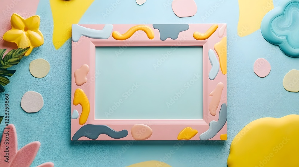 Aufkleber abstract decorative frame with vibrant pastel colors geometric shapes and a styled textured backgrou