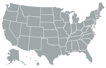 USA map, map of the United States of America with division on states © dlyastokiv