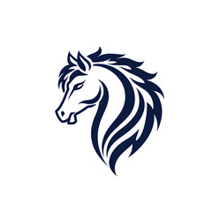 Majestic Horse Head Silhouette Artwork in Dark Blue Color Scheme