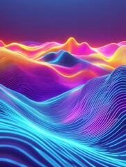 Abstract colorful digital landscape with glowing lines.