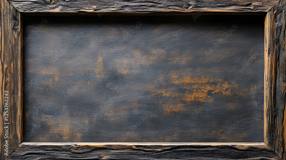 Aufkleber aged weathered wooden frame with a grunge distressed texture rustic vintage inspired design for mood