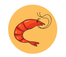 Shrimp prawn food meat raw isolated icon concept. Vector graphic design element illustration	