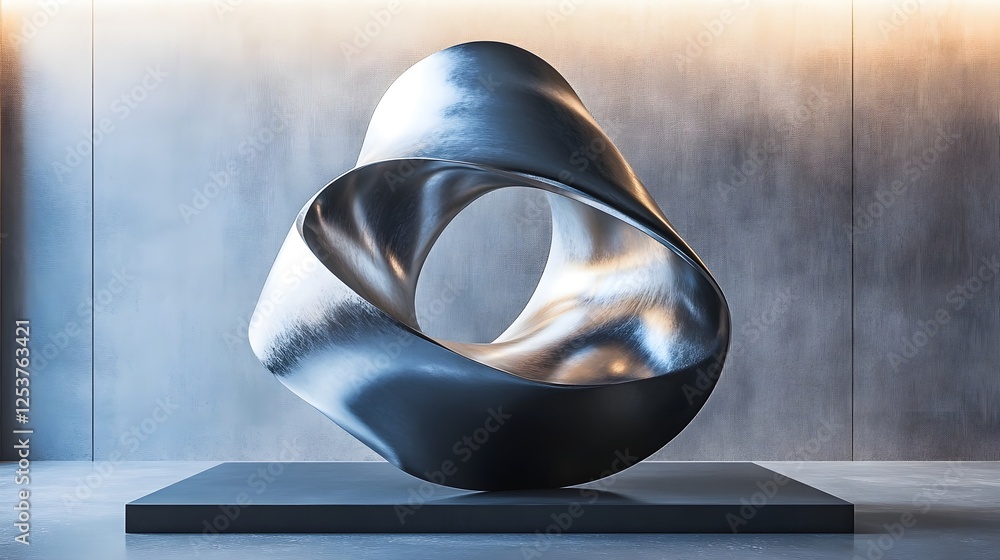 Aufkleber An abstract metallic sculpture with elegant smooth flowing curves and minimalist geometric shapes creating a visually striking and harmonious composition  The modern