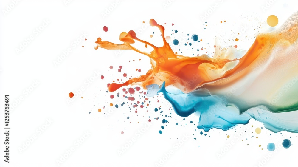 Poster vibrant explosion of colorful paint splatters creating a dynamic and artistic visual experience