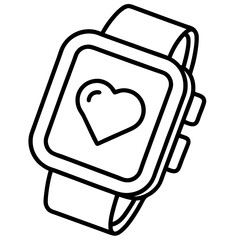 Outline Drawing of Smartwatch with Pulse Symbol