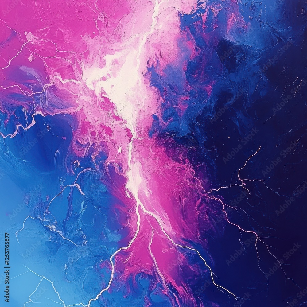Poster abstract pink and blue lightning design with organic textures and dynamic flow in artistic style for