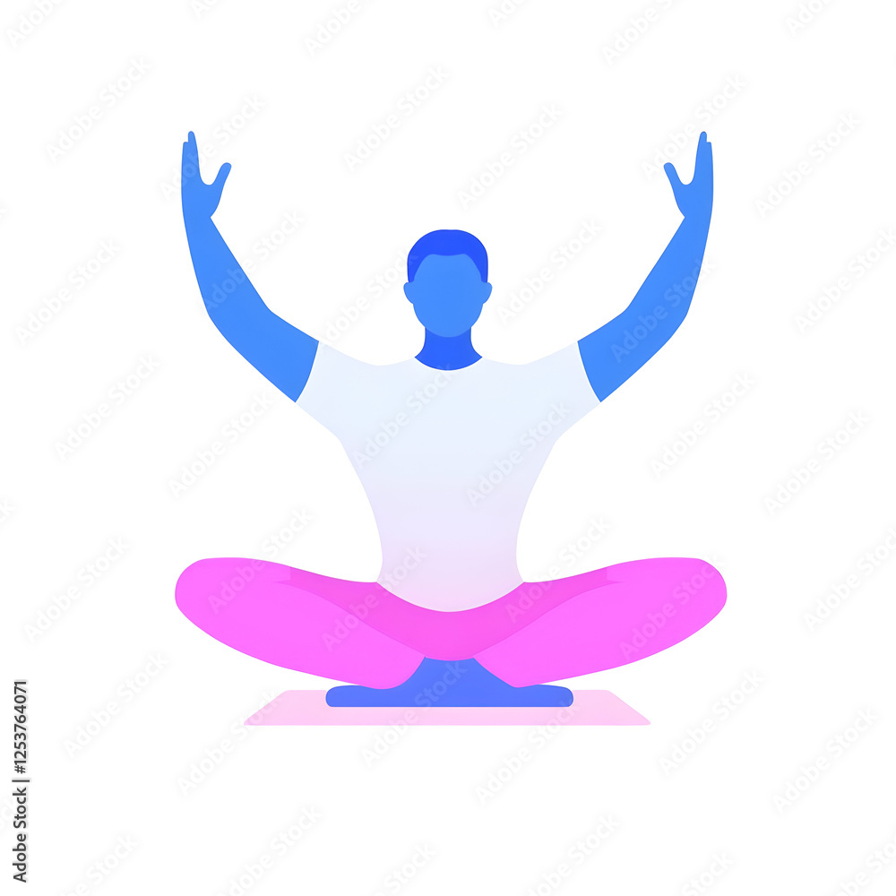 Poster serene man meditating in lotus pose with calm expression and gesture