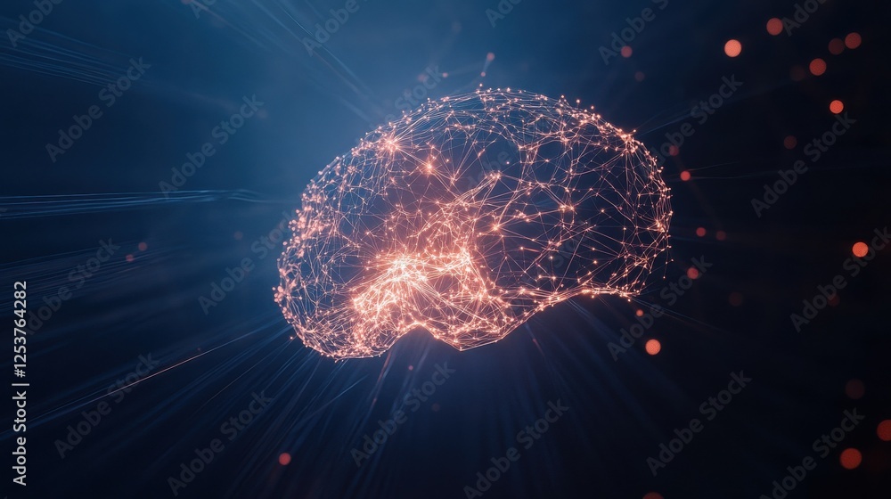 Poster circuit ai brain on digital connection background. artificial intelligence and innovate concept. 3d 