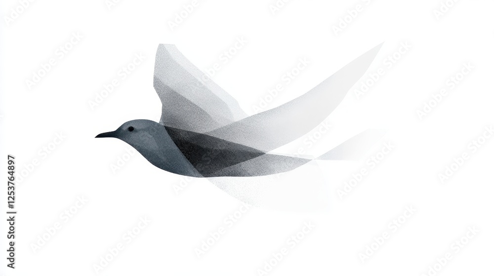 Poster elegant bird silhouette with isolated white background for branding and identity concepts