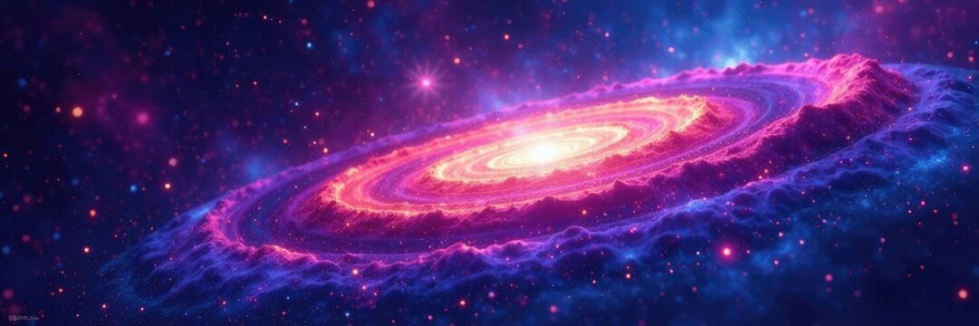 Swirling galaxy marble background with neon colors, nebula, cosmic - Powered by Adobe