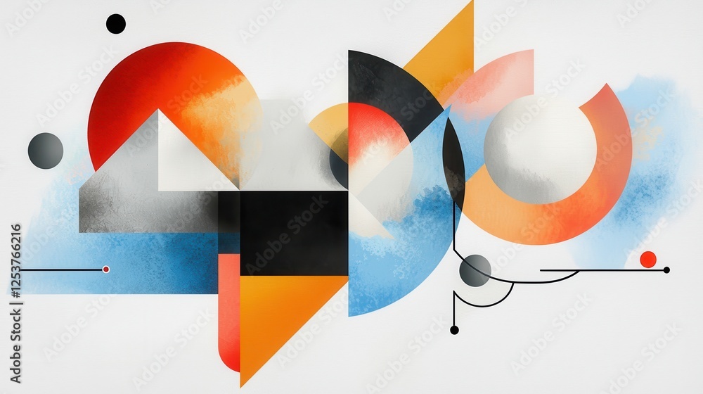 Aufkleber abstract geometric composition with vibrant colors and dynamic lines creating a contemporary art pie