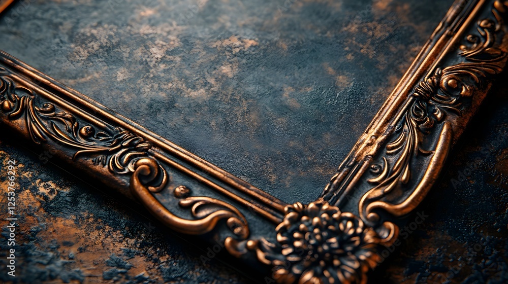 Poster antique ornate vintage frame with intricate baroque style decorative carvings and elegant shadow det