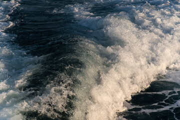 wake on the sea in the morning