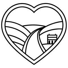 Outline Illustration Heart Signpost