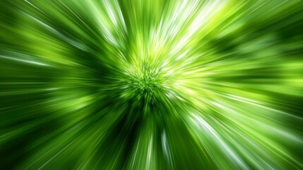 Abstract Green Background with Rays and Light Motion