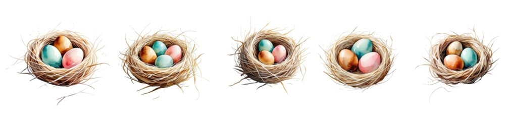 Obraz premium easter egg nest watercolor illustration (png)