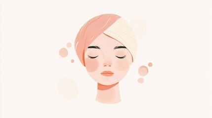 Tranquil Self-Care Practices for Mindfulness and Inner Peace with Minimalist Style on White Background