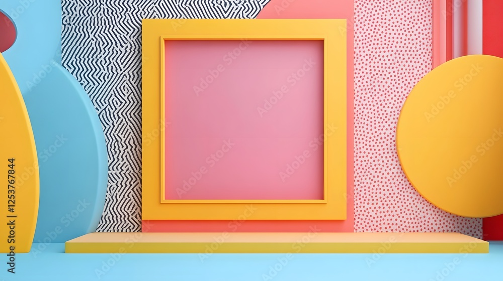 Leinwandbilder arrangement of various colorful geometric shapes and forms on a vibrant minimalist background this c