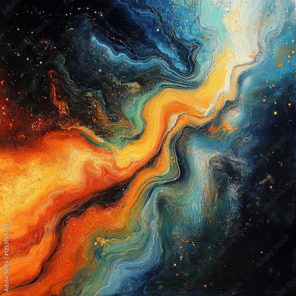 Aufkleber abstract colorful swirling textures representing cosmic energy and interstellar movement with vibran