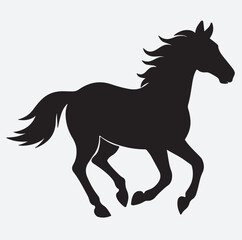 Fototapeta premium running horse black silhouette vector art illustration, horse silhouette vector