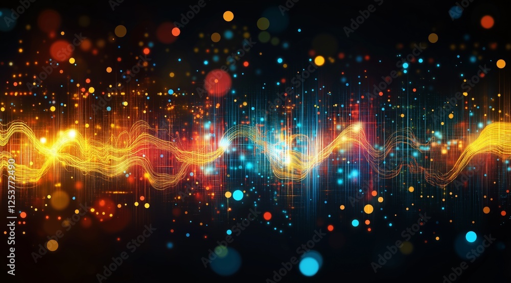 Poster a beauty futuristic abstract background in a high-tech style. shining lines and patterns resembling 