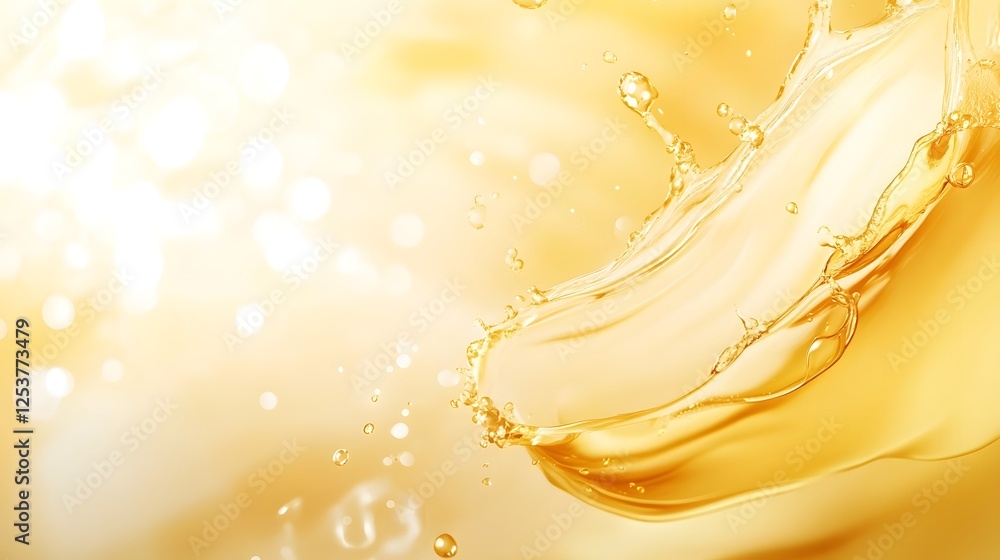 Poster Captivating abstract image showcasing the mesmerizing flow and movement of a golden liquid substance  The fluid appears to be in a constant state of dynamic motion with glistening