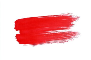 Red paint stroke on solid white background. Neural network AI generated