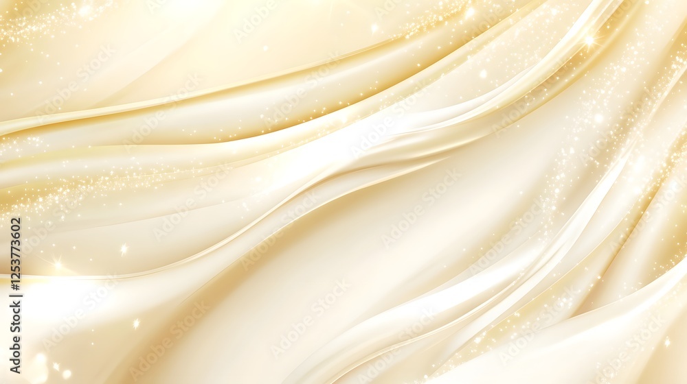 Poster captivating abstract image showcasing the mesmerizing waves and curves of shimmering golden satin fa