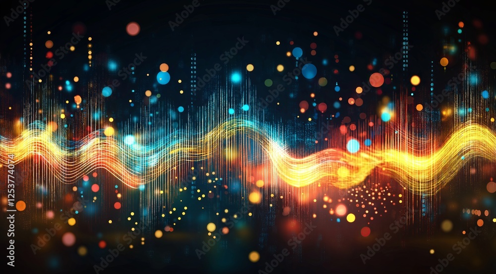 Poster a beauty futuristic abstract background in a high-tech style. shining lines and patterns resembling 