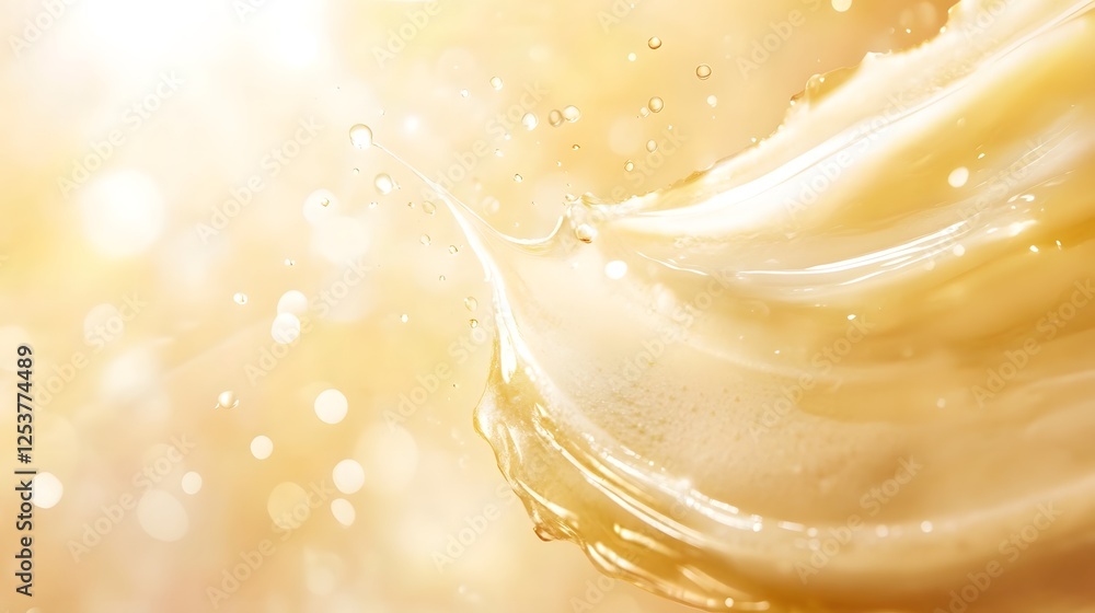 Poster Captivating image showcasing the ethereal essence of water in motion with soft golden illumination and a sense of fluid dynamism and tranquility