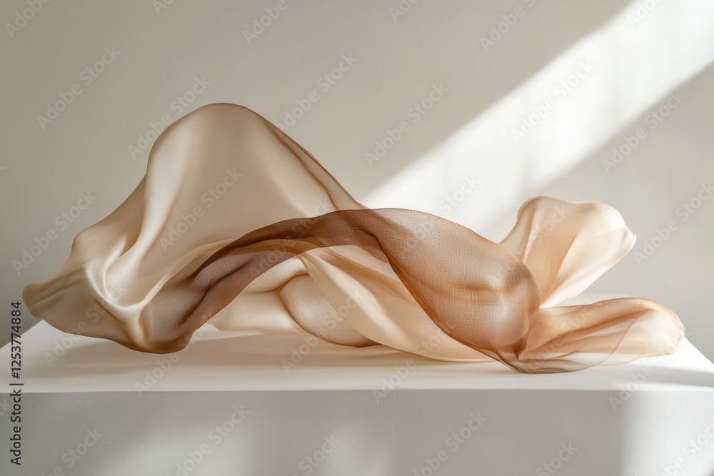 Leinwandbilder flowing silk fabrics draped gracefully on a neutral background create an elegant and serene atmosphe