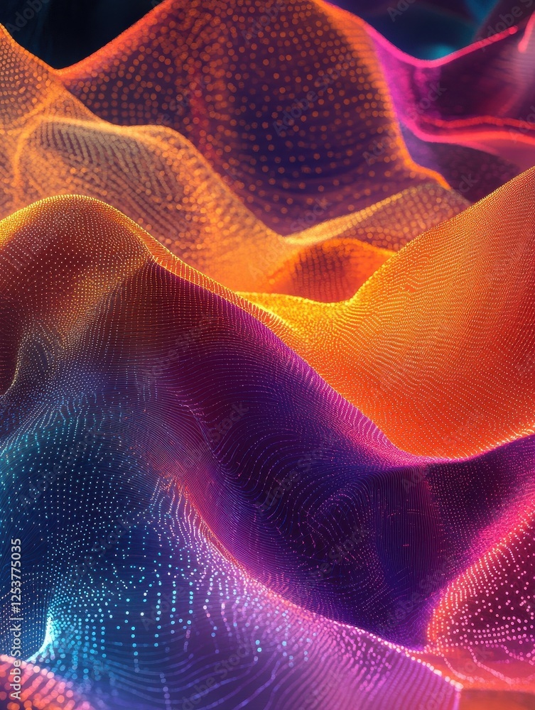 Poster Big data flow technology and science vector background, tech abstraction with lines electronics and digital style in 3D dimensional perspective, abstract illustration.