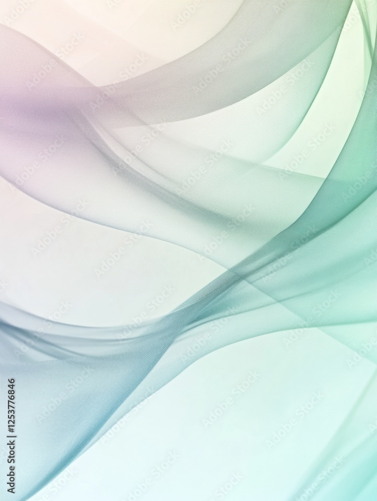 Leinwandbilder flowing abstract lines evoke gentle spring breezes in serene pastel tones with spacious text area. g
