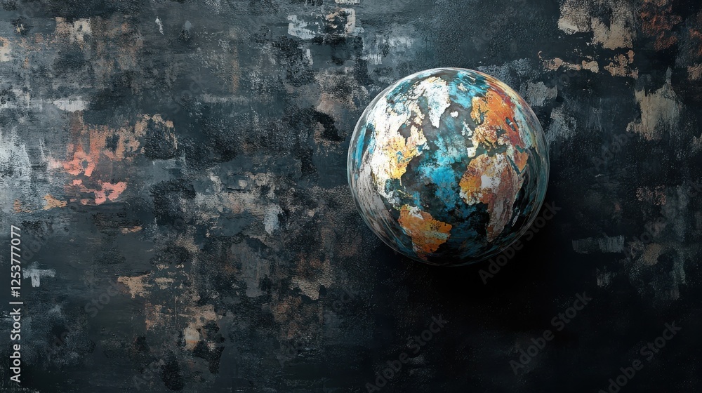 Poster abstract ai globe on dark background. artificial intelligence and metaverse concept. 3d rendering
