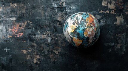 Abstract AI globe on dark background. Artificial intelligence and metaverse concept. 3D Rendering