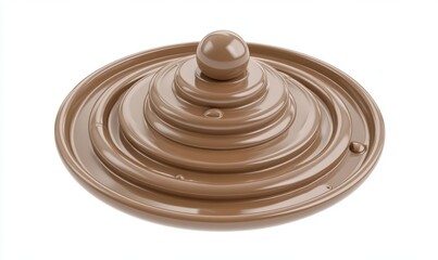 Chocolate discs stacked, sphere on top, white background; dessert, food, texture, design